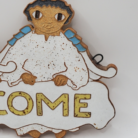 ST. ANDREW'S ABBEY Angels WELCOME Sign CERAMIC Art Sign 6"H X 10 3/8"L Plaque - Picture 6 of 10